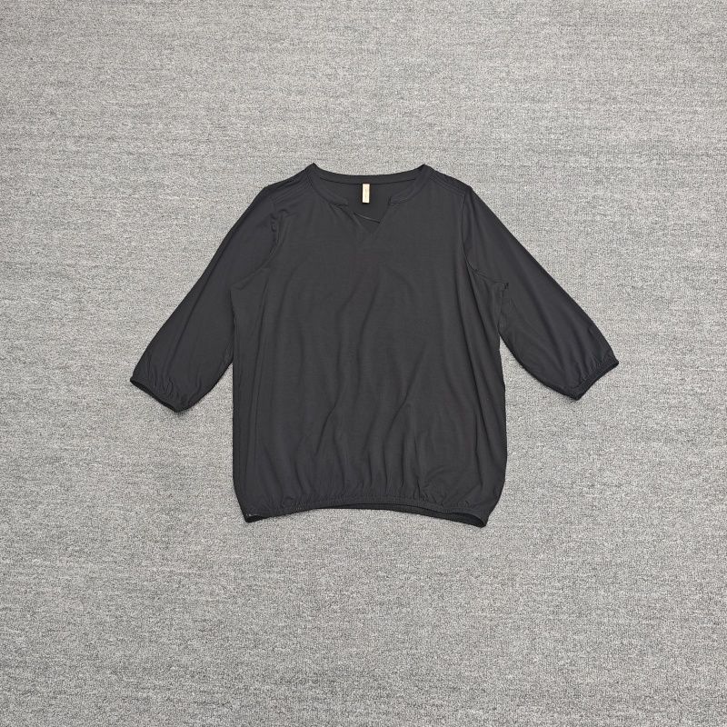 

European and American Spring and Summer Tencel V-neck Pullover Women Loose Casual Slimming Commuter Plus size Half Sleeve T-shirt Black 2XL