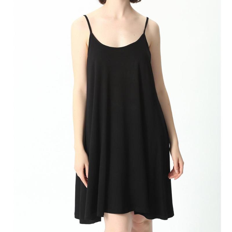 Women Nightgown Bamboo Cotton Stretchy Breathable Comfortable Sleepshirt Loose Strap Slip Dress Plus Size