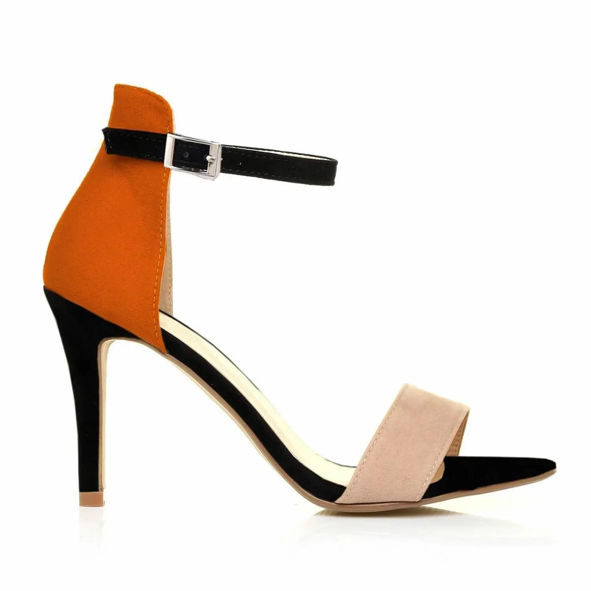 

Женские босоножки на шпильках, разноцветные сексуальные туфли-лодочки, летние туфли с открытым носком и ремешком на щиколотке, высокие каблуки для вечеринок и свадебных платьев 40