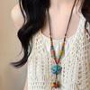 1PC Ethnic Style Star Ceramic Necklace Sweater Chain Retro Cotton and Linen Clothes Accessories Bohemian Style Travel Vacation Accessories