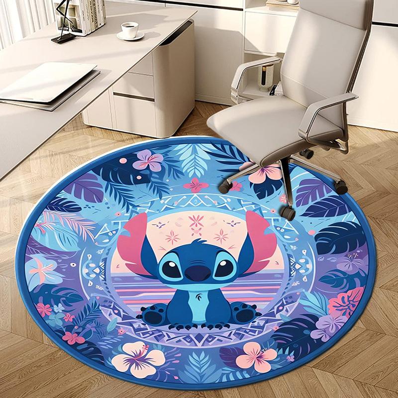 1pc Lilo and Stitch Tropical Mandala Round carpet, Made of Polyester,Perfect for Decorating Office Chairs, Living Rooms,fplt215