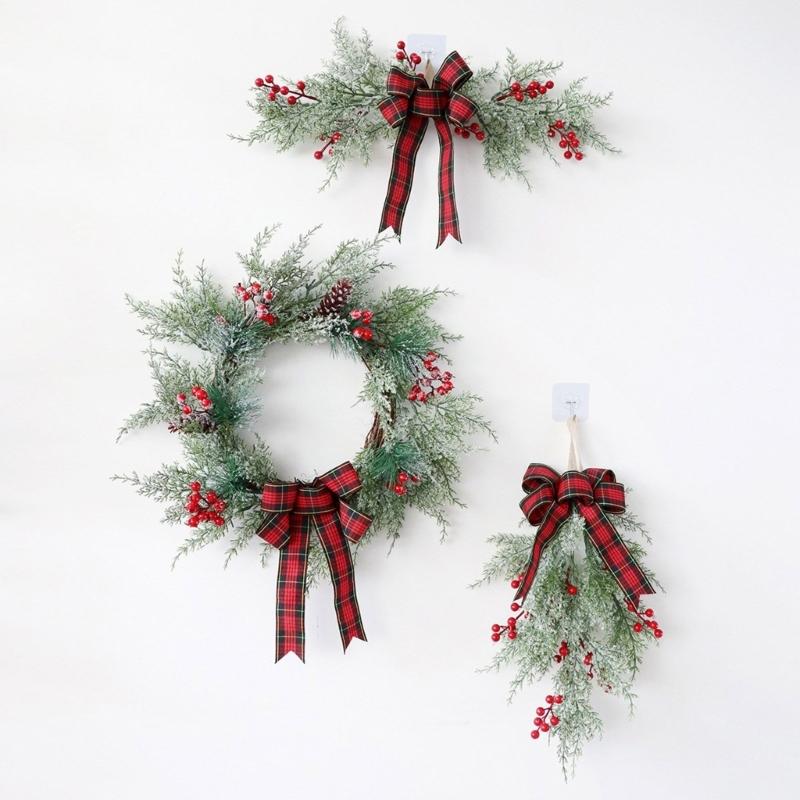 Holiday Charm Pine Branch Wreath Christmas Wreath Hangings with Pinecones and Berries for Welcoming Door Decors