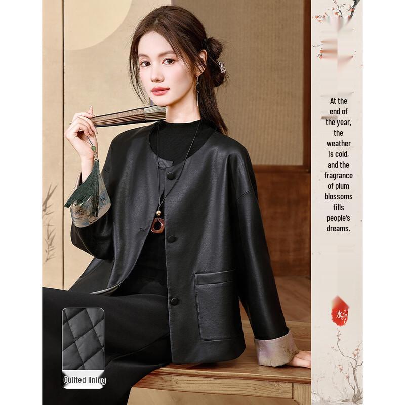 

2025 Зимняя укороченная женская куртка с подкладкой и принтом на манжетах M