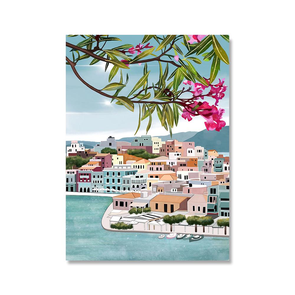 Floral Pflanzen Reise Griechenland Poster Marine Leinwand Malerei Floral Pflanzen Kunstdruck Nordic Strand Wandbild Wohnzimmer Wohnkultur