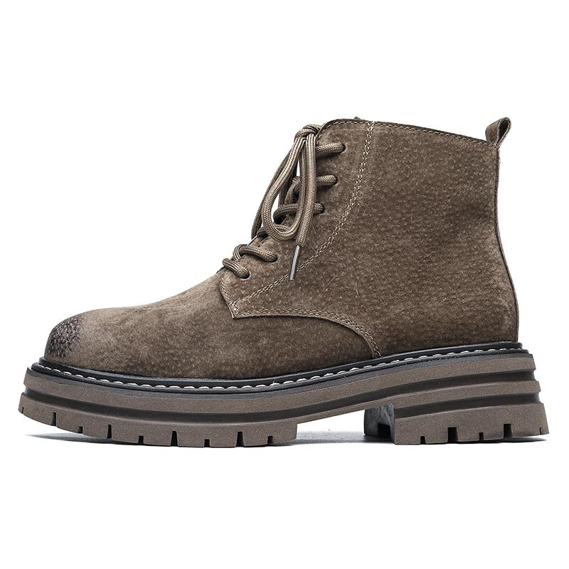 

Hight Quality Classic British Style Genuine Leather Outdoor Boots For Men s Ankle Shoes Khaki Black Hombre Daily Casual Dress 44 коричневый