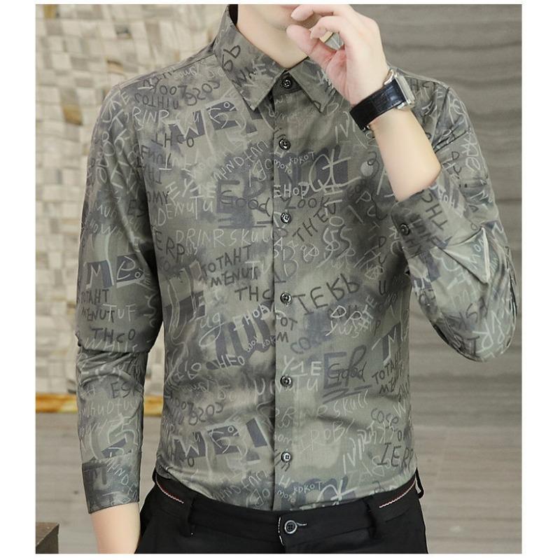 Men S Long Sleeve Floral Print Slim Fit Casual Shirt