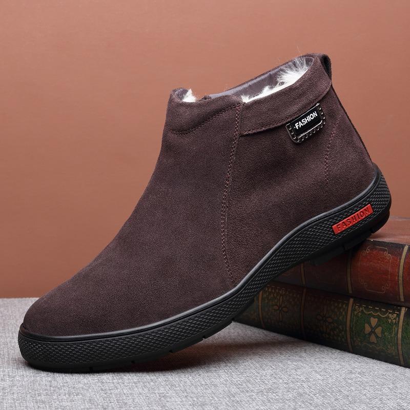 Winter cowhide wool men's cotton shoes velvet warm leather shoes men's shoes medium and old snow boots