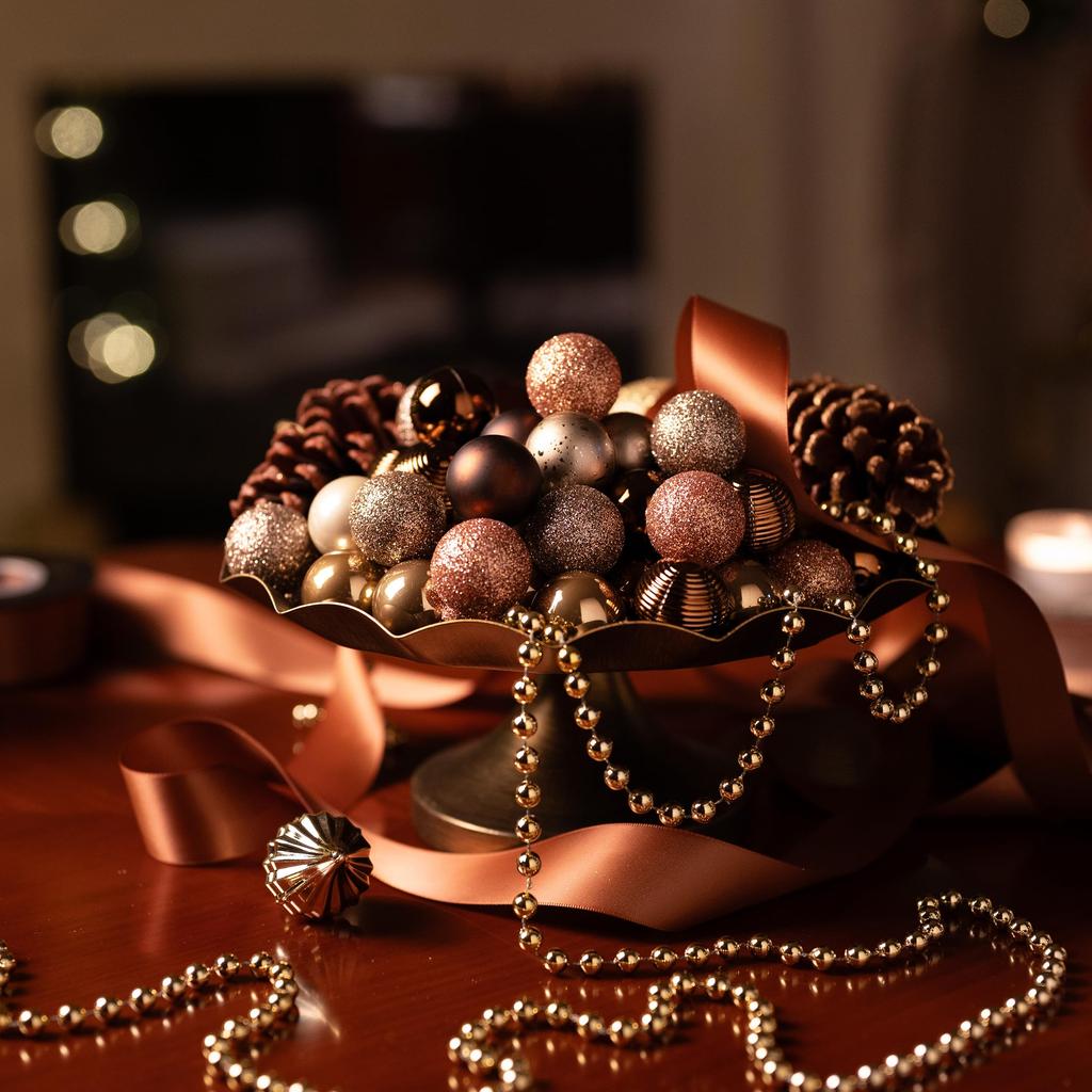 Valery Madelyn Christmas ball gold and set of perfect for Christmas tree Stylish and gorgeous in and Nordic-style ornaments, copper, luxurious, 3cm,