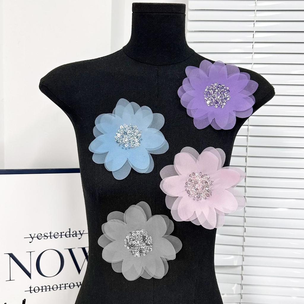 Multi-Layer Beaded Sequins Flower Cloth Stickers Clothing Children'S Clothing Skirt Luggage Shirt Lace Decoration Accessories
