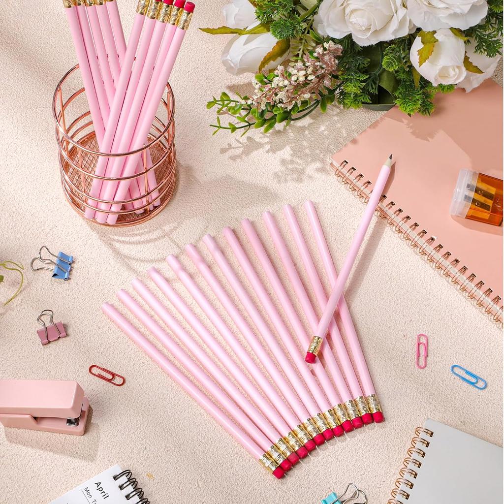 24 Pcs Round Pencils with Eraser HB Cute Pencils Bulk for School Graphite Wood Color Unsharpened Pencil for Drawing Sketching Wedding School Teacher