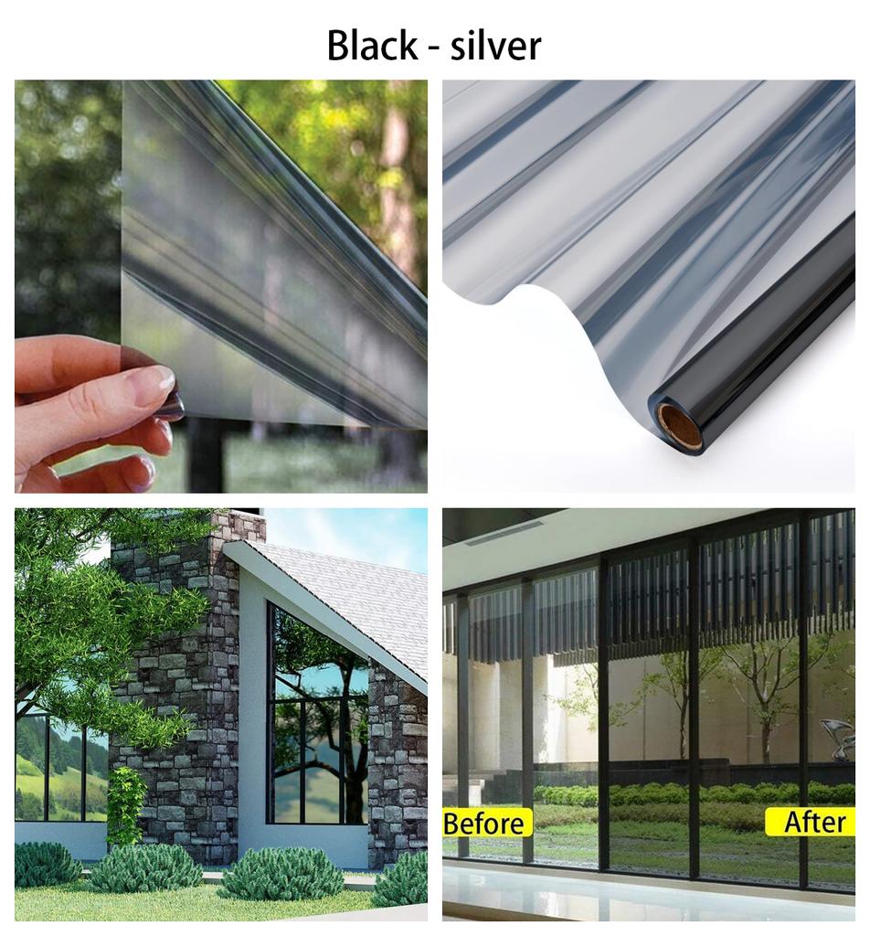 Heat Insulation Solar Window Privacy Film Blackout Glass Sticker for Home Self-Adhesive Vinyl Mirror Reflective Window Tint