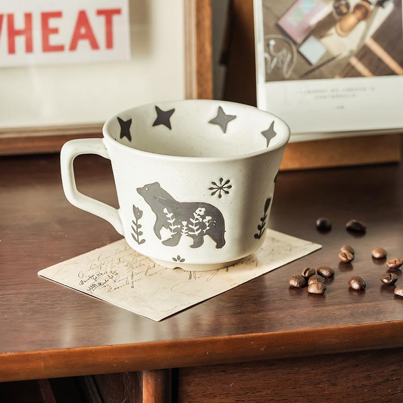 Japanese Style Home Drinking Cups, Coffee Mugs, Vintage Office Creative Ceramic Cups with Lids for Couples As Gifts