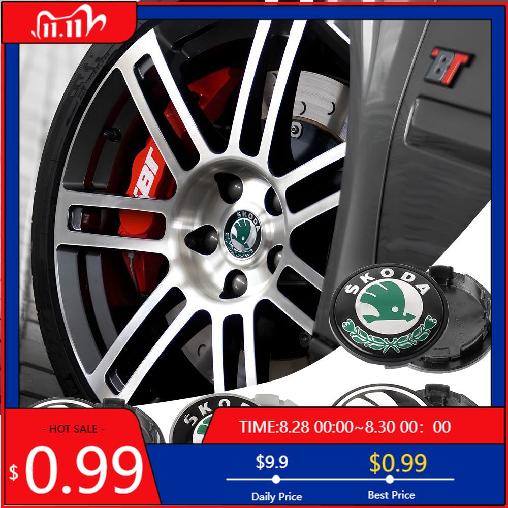 Car Sticker 55MM/65MM Original Hub Caps Car Wheel Center Covers Decoration For Skoda Rapid Scala Kodiaq Fabia Kamiq Karoq Octavi