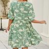 Women's Spring Print V-neck Loose Short-sleeved Dress