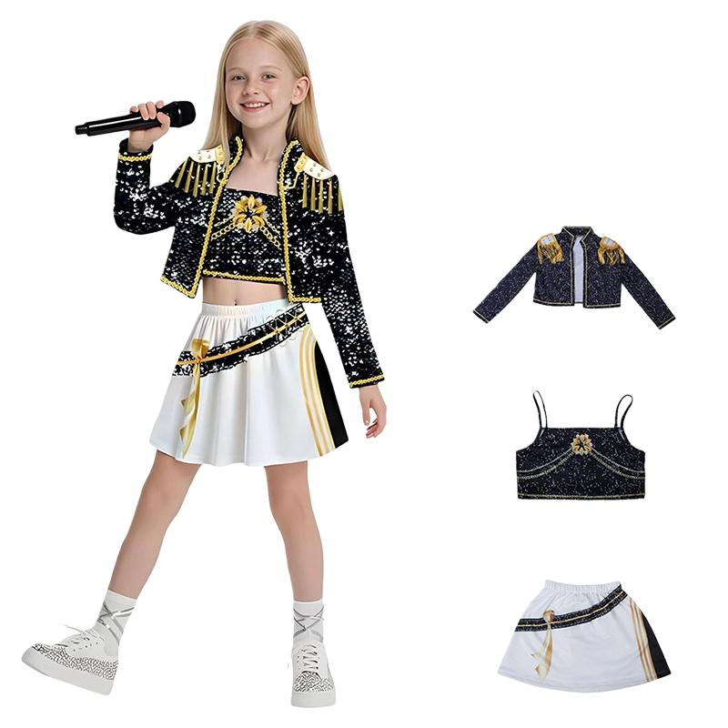 Kpop Kids Girls Hunters Rumi Mira Zoey Cosplay Costume Anime Hunters Carnival Costume Wig Suit Halloween Costume for Child