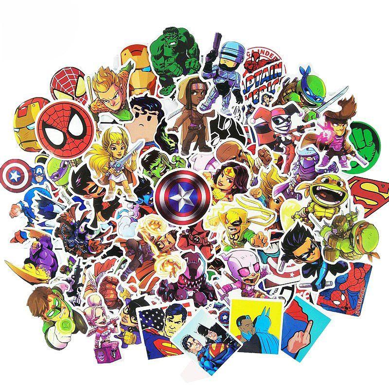 100pcs Multicolor Super Hero Stickers For Luggage Laptop Skateboard Bicycle Car