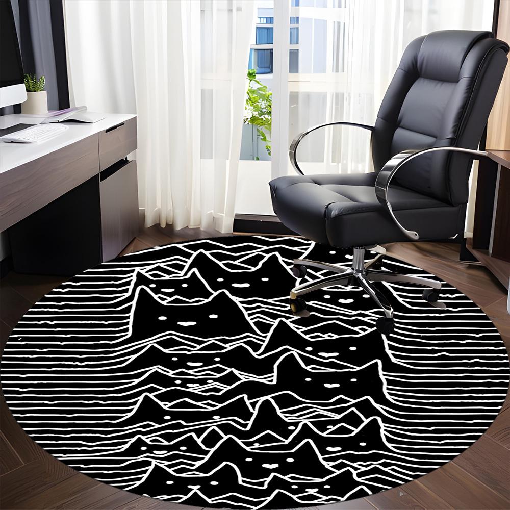 1pc Cat Mountain Office Round Area Rug, Indoor Mat Suitable For Office, Under Office Chairs Bedroom Living Room Home Decor, Room Deco
