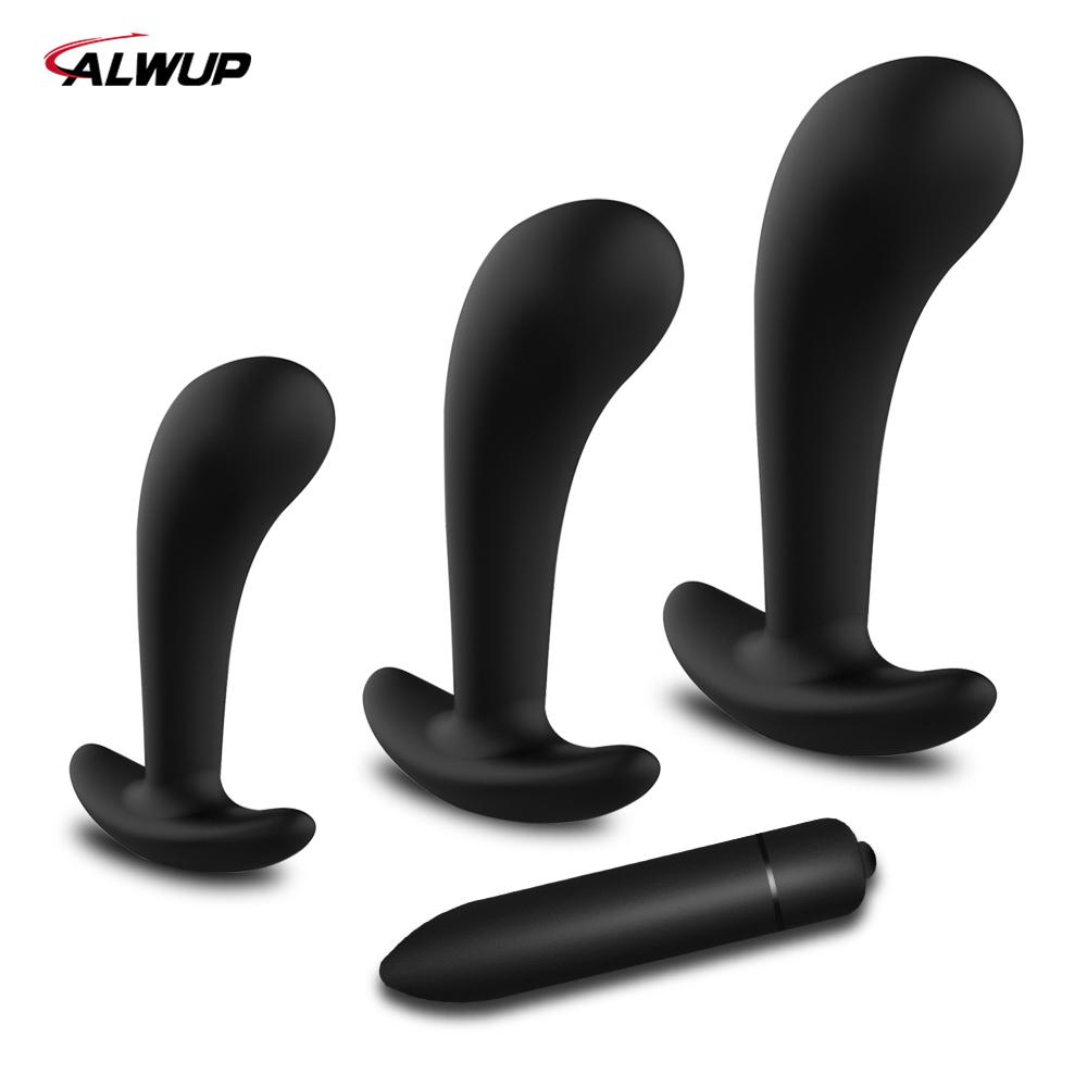 3 Size Silicone Butt Anal Plug Bullet Vibrator Prostate Massager Adult Sex Toys for Men/Women Couples Anal Trainer Buttplug