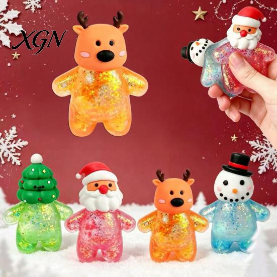 Calm Down Tools for Home Christmas Santa Snowman Squeeze Stress Ball, Slow Rising Soft TPR Balls Fidget Toy Anxiety Relief, Cute Holiday Decompression