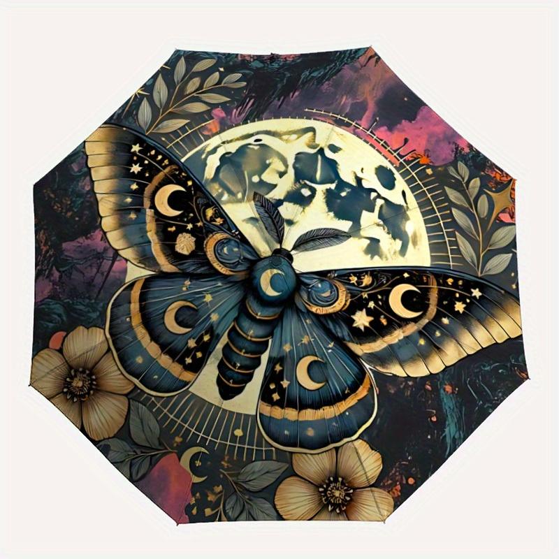 1pc Moonlit Butterfly Automatic Opening/closing umbrella, Reinforced 8-Rib Construction, Compact Travel Umbrella yy250808171
