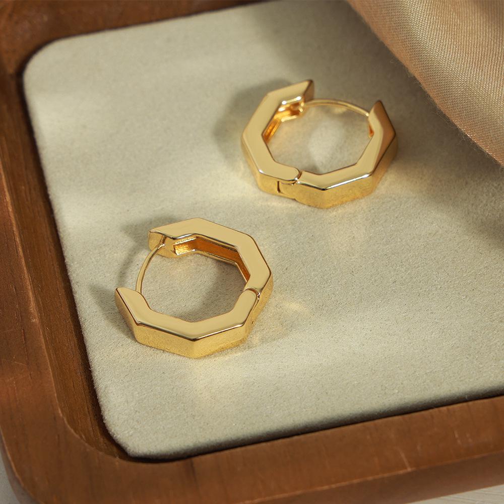 18K Gold Plated Geometric Polygon Earrings - Elegant & Versatile Design