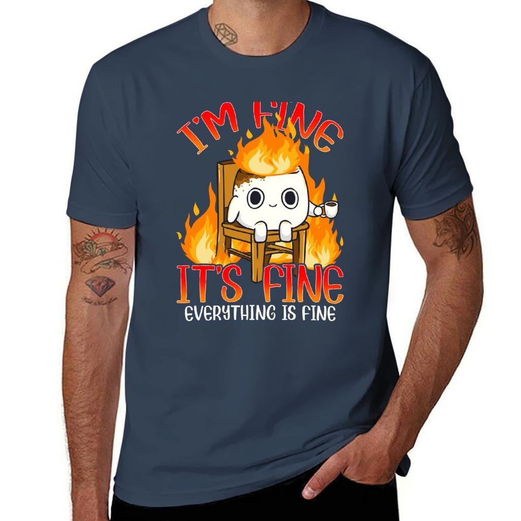 Marshmallow Im Fine Meme Outdoor Unisex Kids Unisex Camping Tshirt Lightweight Print Tshirt