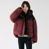 2026 Winter Short Hooded Color Block Padded Cotton Jacket Women Loose Fit Sporty Warm Couple Coat