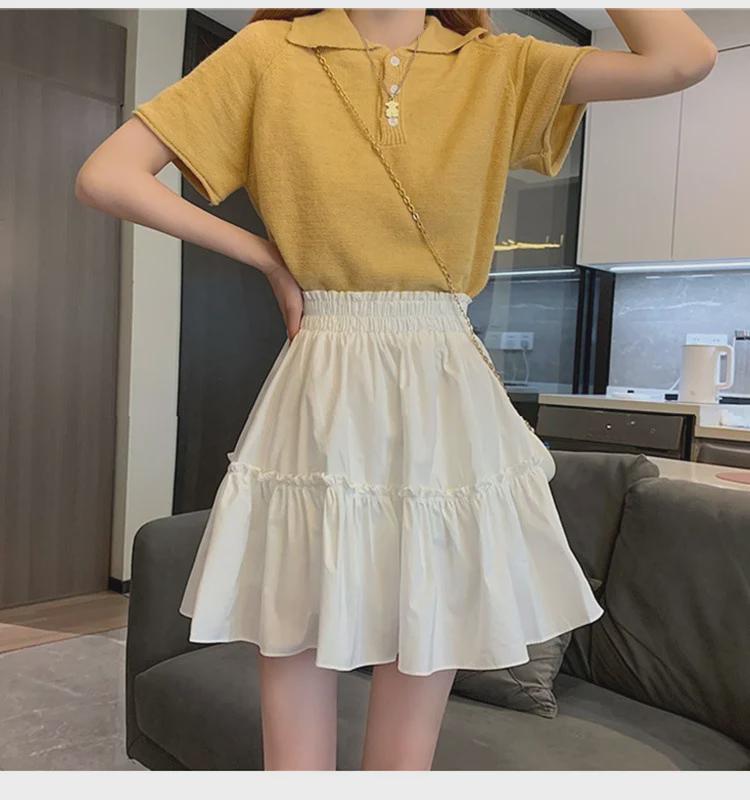 2025 Lato Biała Elastyczna Talia Linia A Krótka Spódnica dla Kobiet