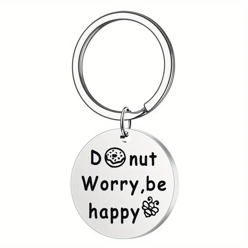 Stainless Steel Round Tag Letter Titanium Steel Keychain Inspirational Gift Stainless Steel Keychain for Backpack Bag Pendant
