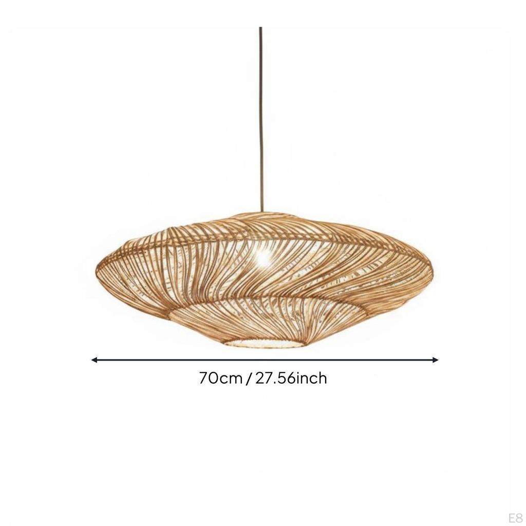 Rattan Pendant Lampshade Retro Design Woven Hanging Light Shade Rustic Elegance Fiber Lamp Cover for