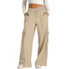 Women's Casual Fashion Solid Color Elastic Waist Drawstring Workwear Wide Leg Pants With Pockets