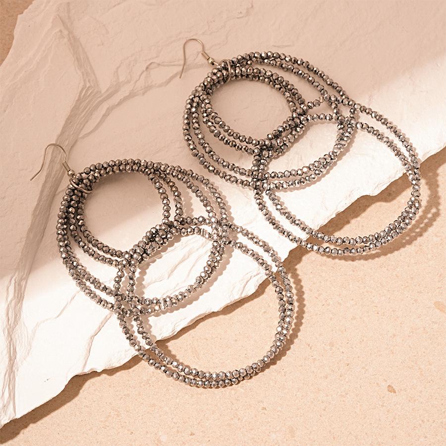 Exaggerated multi-layer faux glass circles interlocking ear hooks geometric earrings