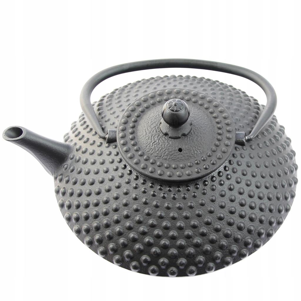 Cast Iron Kettle 1.25L Black Infuser With Strainer For Tea And Herbs