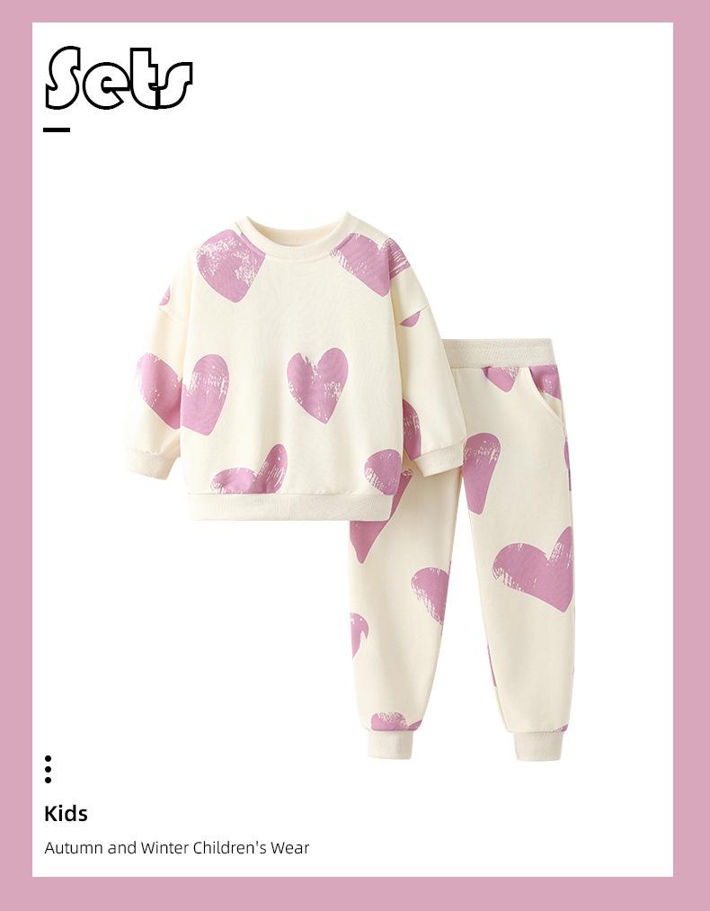 Malwee Girls' Hoodie Set - Stylish Casual Round Neck, Long Sleeve, Two-Piece Outfit for Autumn/Winter