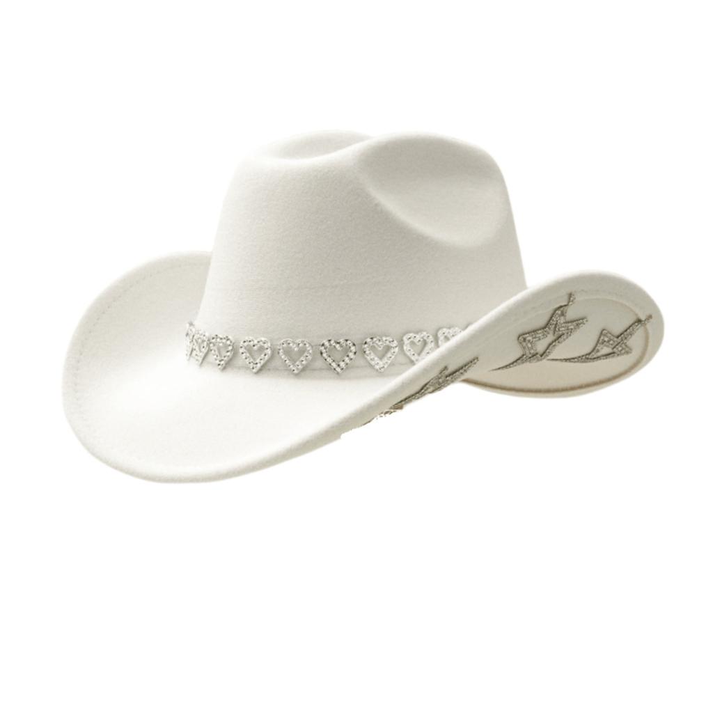 Popular love rhinestone cowboy hat women's western woolen big brim sun hat fashion personality trend hat