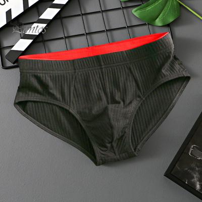 Not Stuffy Men Underpants Briefs Mid Waist Elastic Soft Breathable Anti-septic U Convex Striped Solid Color Casual Underwear Stretchy