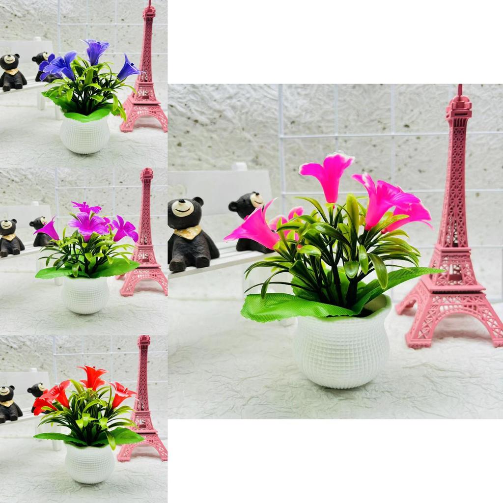 Artificial Lily Plant With Plastic Construction For Office Desk Decor And Home Interior