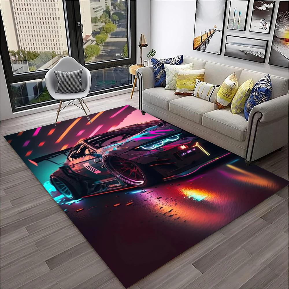 Racing Car Sports Car Carpet Rug for Home Living Room Bedroom Playroom Sofa Doormat Decor,Kids Game Area Rug Non Slip Floor Mat