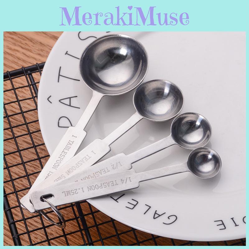 Stylish Steel Stainless Measuring Spoons Set For Baking Cooking And Easy Measurement Ingredient