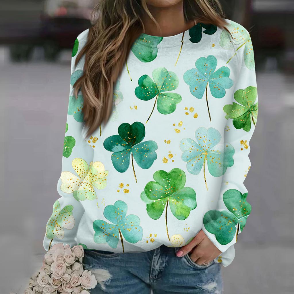 Dámská módní ležérní mikina s dlouhým rukávem a potiskem u krku