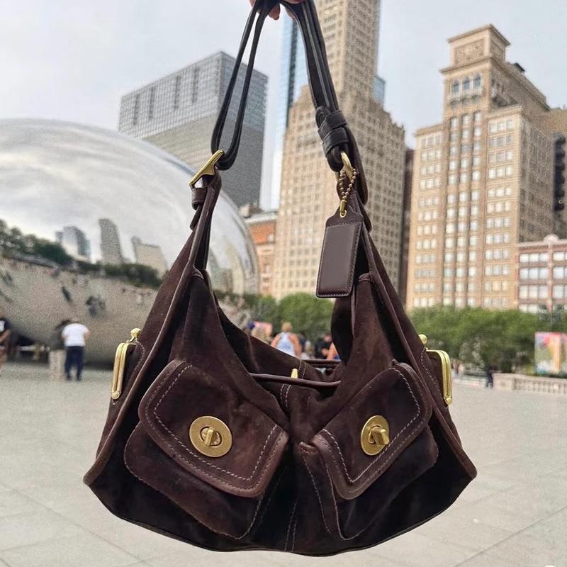 SHELKSBAG 2025 Autumn Winter Women Retro Trendy Fashion Suede Single Shoulder Bags Large Capacity Casual Crossbody Commuter Bag