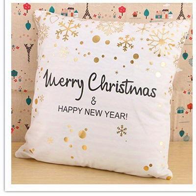 Short Plush Material Pillowcasehome Decor Merry Christmas Snowflake & Dot Decorative Pillow Pattern Cushion Cover Suitable For S