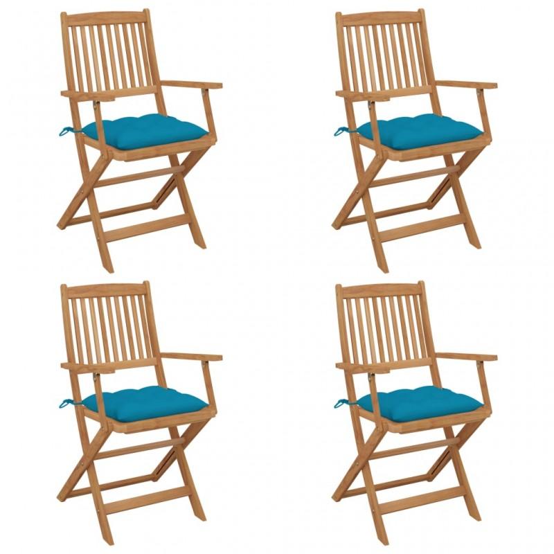 Day and Night - Day and Night Folding Garden Chairs 4 Units and Cushions Solid Acacia Wood