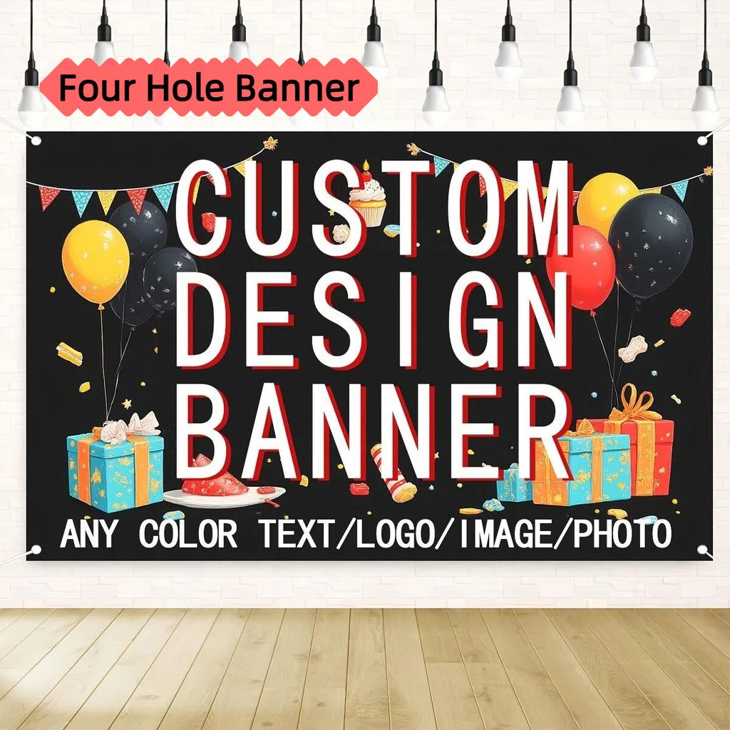 Custom Chic Banner Upload Personal Photos Logos for Events Business Birthdays Wedding Tapestry Christmas Holiday Decor Backdrop