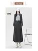 High-Waisted Coffee Wool Skirt for Women, Autumn-Winter Style, Pleated A-Line, Petite Fit, Mid-Length, Perfect Drape