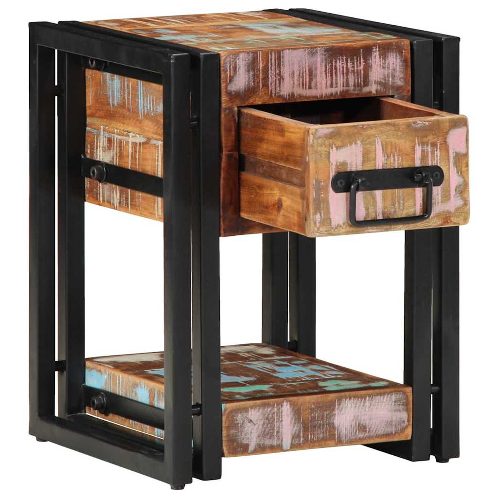Nightstand 30 X 30 X 40 Cm Solid Upcycled Wood