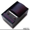 Tie Handkerchief Cufflink Set For Men Necktie Holiday Gift Box Blue Gold Suit Accessories Slim Wedding Gravatas