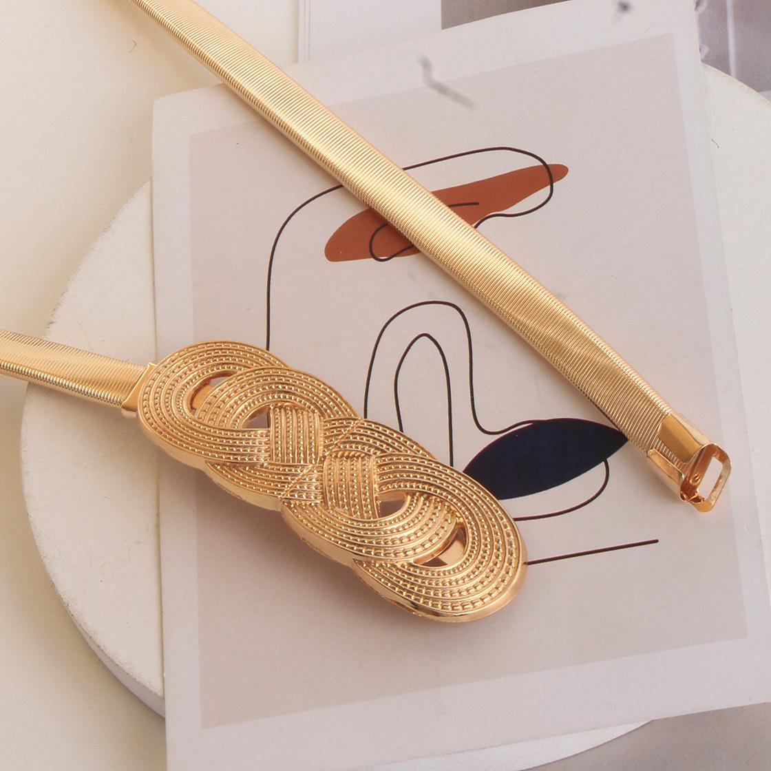 

Жіночий Тонкий Металевий Еластичний Ремінь з Декорацією у вигляді Ланцюжка на Талію з Квіткою Троянди - Ідеально підходить для поєднання зі Спідницями та Сукнями