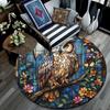 Owls and Flowers Round Area Rug,Carpet Rug for Living Room Bedroom Sofa Playroom Decor,Non-slip Floor Mat