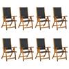 VidaXL Folding Garden Chairs 8 Pcs Solid Acacia Wood Textilene 3120456